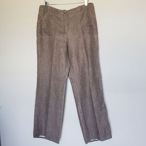 Vintage 100% Linen Wide Straight Leg High Rise Trouser Granola Girl Brown 10